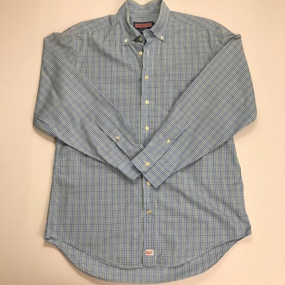 Vineyard Vines Murray Men 100% Cotton M Button Blue Multi-Color Check Shirt - Picture 2 of 6